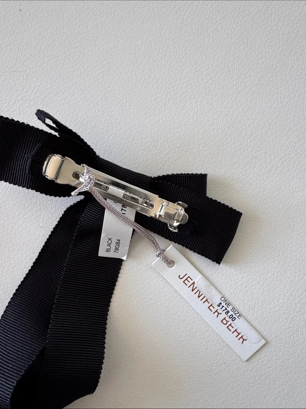 Jennifer Behr Black Grosgrain Ribbon Hair Bow Tie - NEW WITH TAGs
